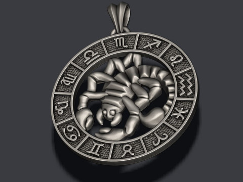Zodiac Scorpion lite pendant 3D print model Modèles 3D en vedette