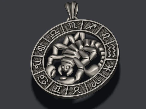 Zodiac Scorpion lite pendant 3D print model 3D Print Model