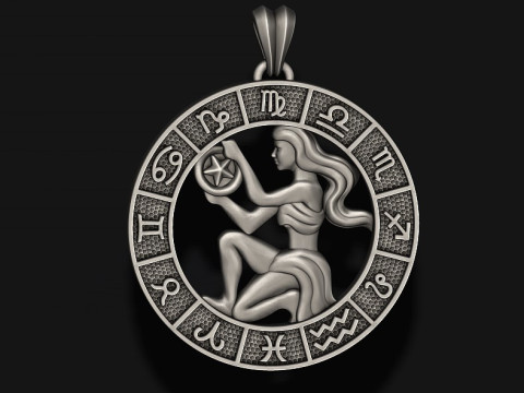Zodiac Virgo lite pendant 3D print model Modelo de impresión 3D
