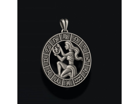 Zodiac Virgo lite pendant 3D print model 3D 打印模型
