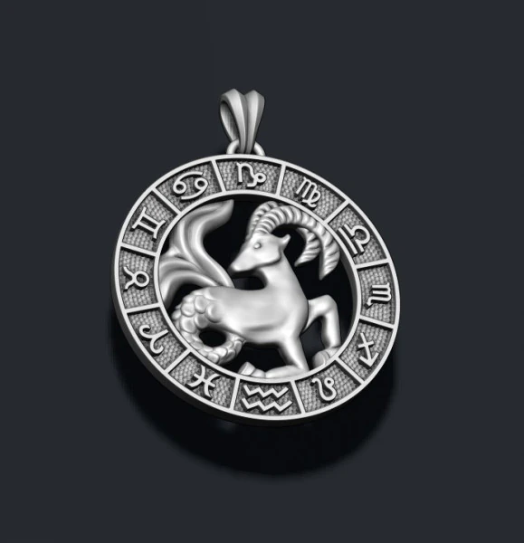 Pingente Zodiac Capricorn Lite modelo de impress&atilde;o 3D Modelo de Impressão 3D .c4d .max .obj .3ds .fbx .stl .blend 