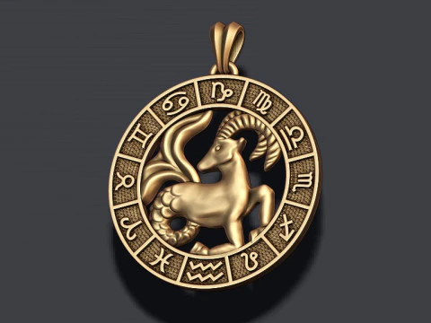 Pingente Zodiac Capricorn Lite modelo de impress&atilde;o 3D Modelo de Impressão 3D