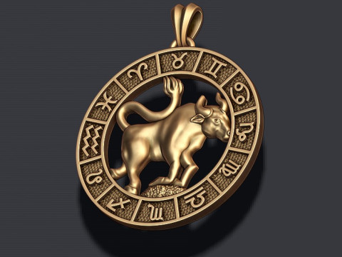 Zodiac Taurus Bull lite pendant 3D print model 3D Print Model