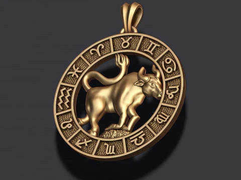 Zodiac Taurus Bull lite pendant 3D print model 3D Print Model