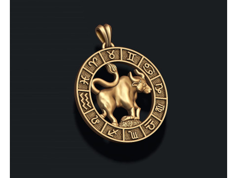 Zodiac Taurus Bull lite pendant 3D print model 3D Print Model