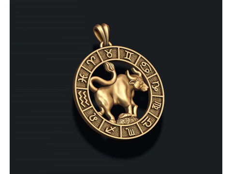 Zodiac Taurus Bull lite pendant 3D print model 3D Print Model