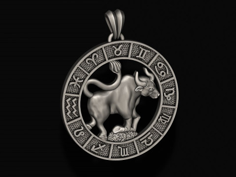 Zodiac Taurus Bull lite pendant 3D print model 3D Print Model