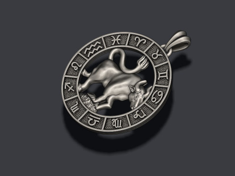 Zodiac Taurus Bull lite pendant 3D print model 3D Print Model