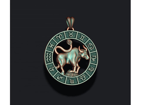 Zodiac Taurus Bull lite pendant 3D print model 3D Print Model