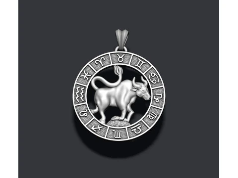 Zodiac Taurus Bull lite pendant 3D print model 3D Print Model