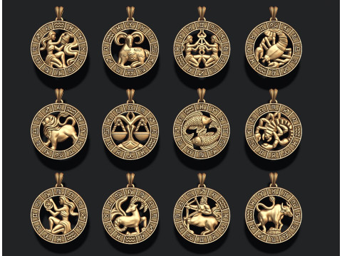 Jewellery horoscope signes lite pack 3D print model Modelo de Impressão 3D