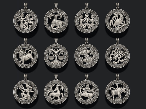 Jewellery horoscope signes lite pack 3D print model Modelo de Impressão 3D