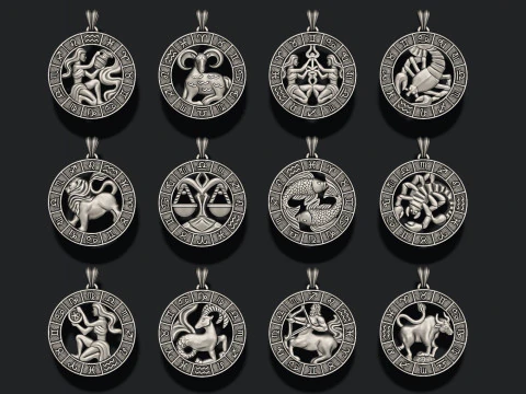 Jewellery horoscope signes lite pack 3D print model 3D Print Model
