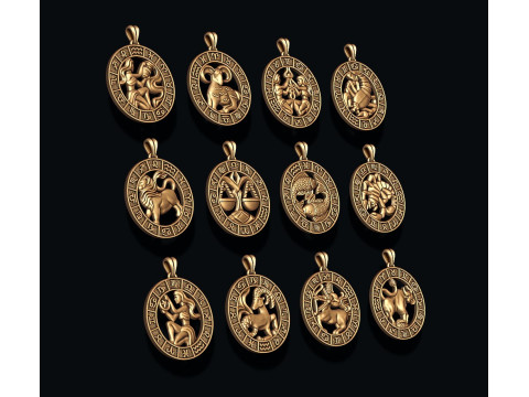 Jewellery horoscope signes lite pack 3D print model Modelo de Impressão 3D