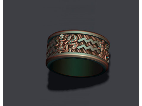 Zodiac acuario lite ring 3D print model Modelo de Impressão 3D