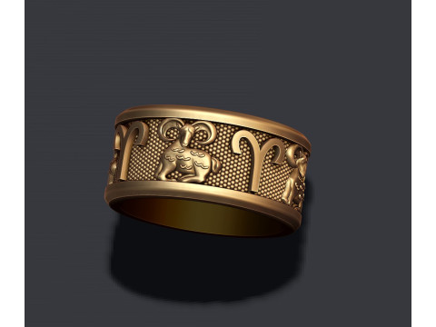 Zodiac Aries lite ring 3D print model Modelo de Impressão 3D