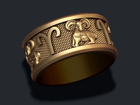 Zodiac Aries lite ring 3D print model 3Dプリントモデル