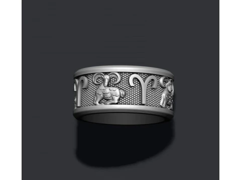 Zodiac Aries lite ring 3D print model 3D Print Model