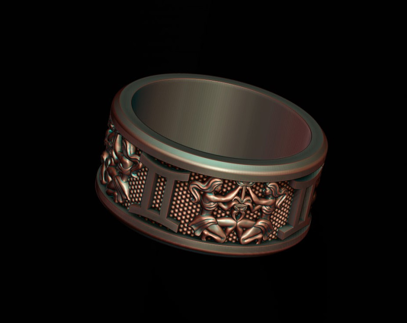 Zodiac Gemini The Twins lite ring 3D print model 3D Druckmodell .c4d .max .obj .3ds .fbx .stl .blend