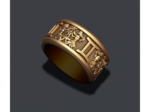 Zodiac Gemini The Twins lite ring 3D print model 3D Druckmodell