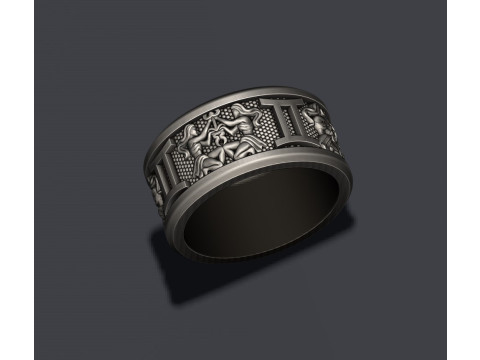 Zodiac Gemini The Twins lite ring 3D print model 3D Druckmodell