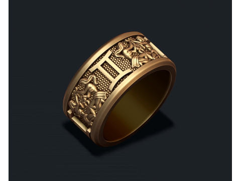 Zodiac Gemini The Twins lite ring 3D print model 3D Druckmodell