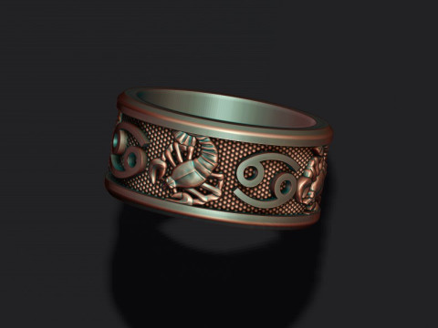 Zodiac cancer The Crab lite ring 3D print model Modelo de Impressão 3D