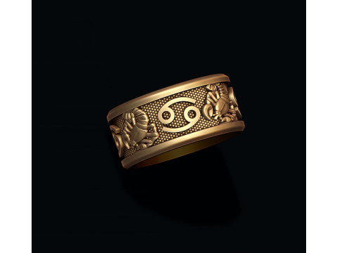 Zodiac cancer The Crab lite ring 3D print model Modello di stampa 3D