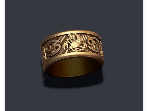 Zodiac cancer The Crab lite ring 3D print model Modello di stampa 3D