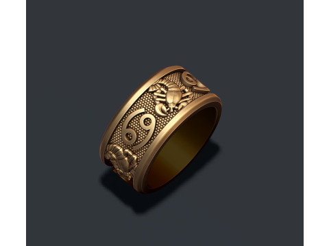 Zodiac cancer The Crab lite ring 3D print model Modello di stampa 3D