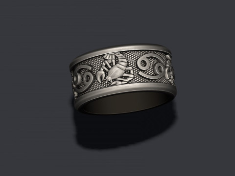 Zodiac cancer The Crab lite ring 3D print model Modello di stampa 3D