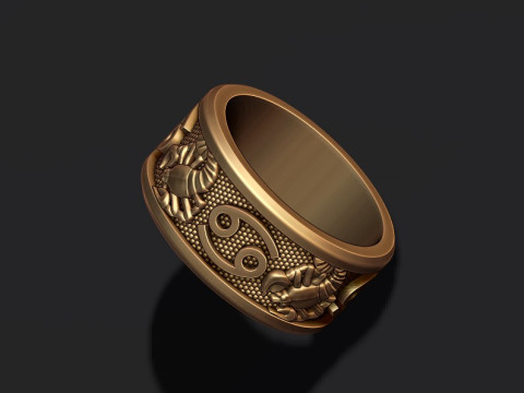 Zodiac cancer The Crab lite ring 3D print model Modello di stampa 3D