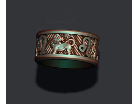 Zod&iacute;aco Le&atilde;o Le&atilde;o anel lite Modelo de impress&atilde;o 3D Modelo de Impressão 3D