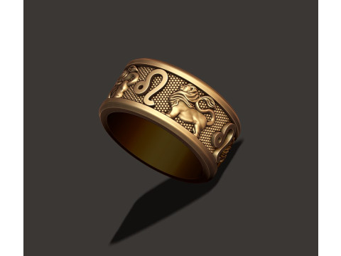 Zodiac Leo Lion ring lite 3D print model Modello di stampa 3D
