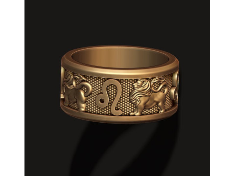 Zodiac Leo Lion ring lite 3D print model Modello di stampa 3D