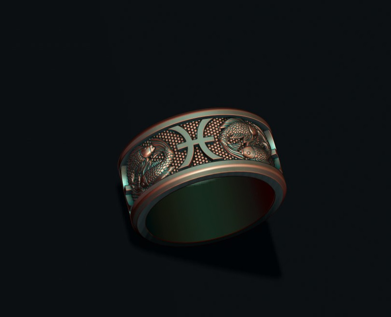 Zodiac pisces fish ring lite 3D print model 3D Print Model .c4d .max .obj .3ds .fbx .stl .blend