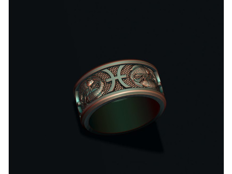 Zodiac pisces fish ring lite 3D print model Modelo de Impressão 3D