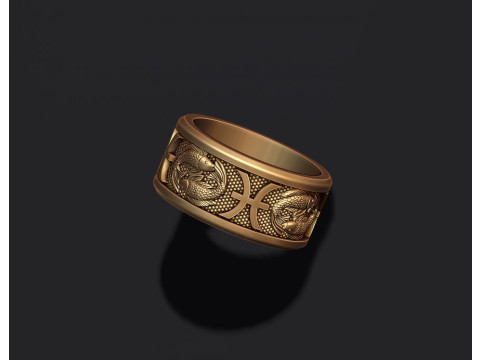 Zodiac pisces fish ring lite 3D print model 3D Print Model
