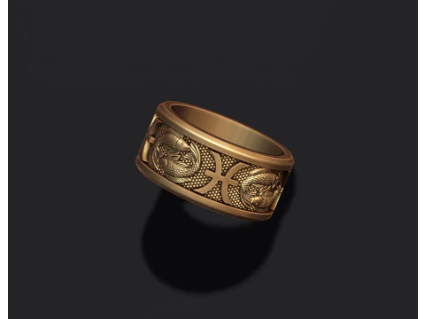 Zodiac pisces fish ring lite 3D print model 3D Print Model