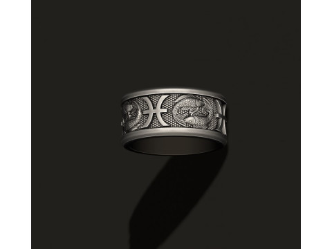 Zodiac pisces fish ring lite 3D print model 3D Print Model