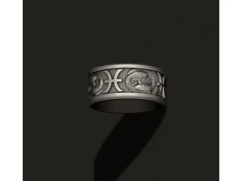 Zodiac pisces fish ring lite 3D print model 3D Print Model