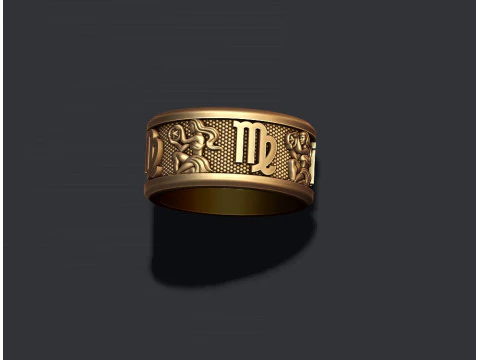 Zodiac Virgo lite ring 3D print model 3D Print Model