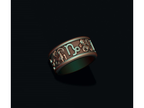 Zodiac Capricorn lite ring 3D print model Modèles 3D en vedette