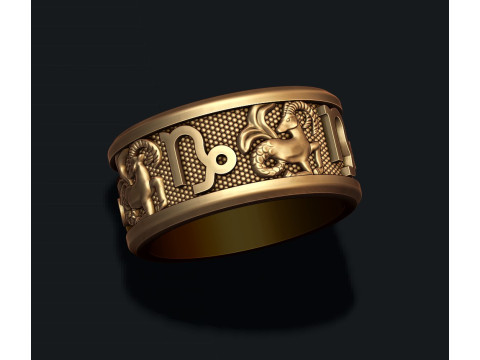 Zodiac Capricorn lite ring 3D print model Modèles 3D en vedette