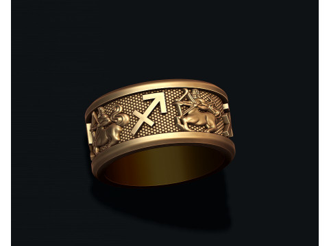 Zodiac Sagittarius lite ring 3D print model 3D 打印模型