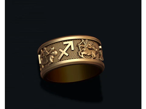 Zodiac Sagittarius lite ring 3D print model 3D Print Model