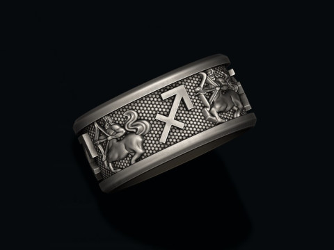 Zodiac Sagittarius lite ring 3D print model 3D 打印模型