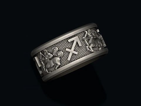 Zodiac Sagittarius lite ring 3D print model 3D Print Model