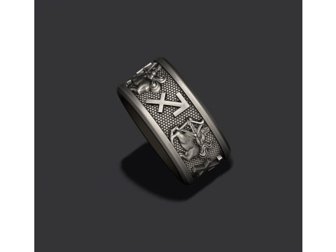 Zodiac Sagittarius lite ring 3D print model 3D 打印模型