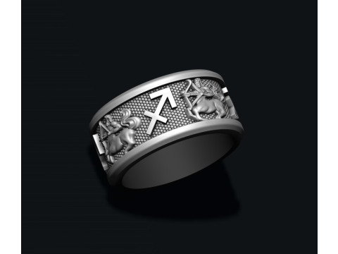 Zodiac Sagittarius lite ring 3D print model 3D 打印模型